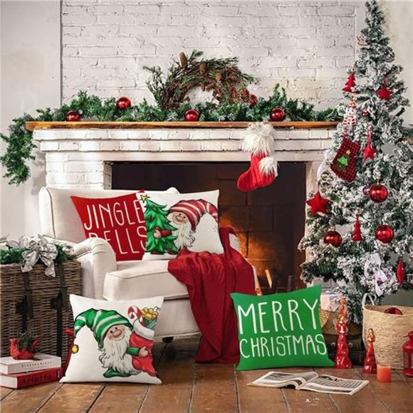 4 Pcs Christmas Pillow Covers | Christmas Decorations 18x18 Inch - Picture 4 of 7